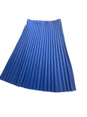 Society Hill Vintage 70s Navy Accordion Pleated Midi Skirt USA M Elastic Coastal